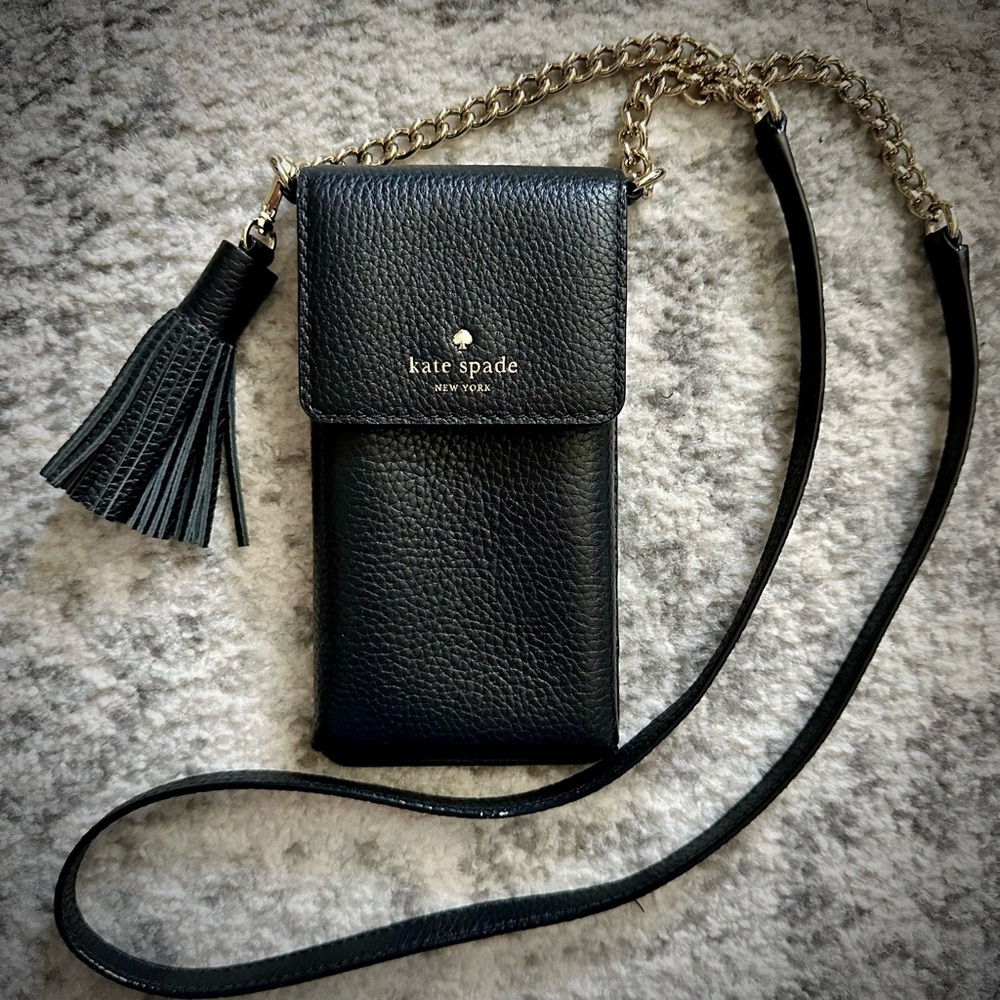 Kate Spade Black Leather Crossbody Phone Bag